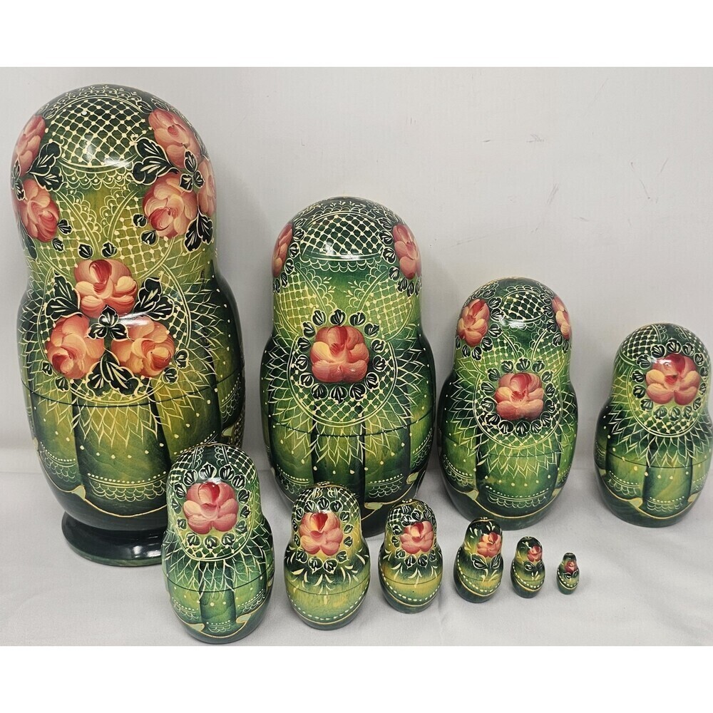 Vtg 10pc Matryoshka 11" Artist Signed Russian A Baba Yaga Tale Nesting Dolls - Picture 3 of 15